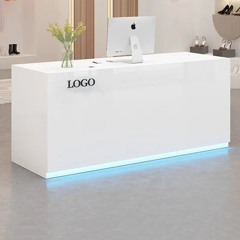 Standing Office White Front Desk Lectern Bar Reception Retail Register Counter Checkout Laudry Cabinet Bureau Shop Furniture