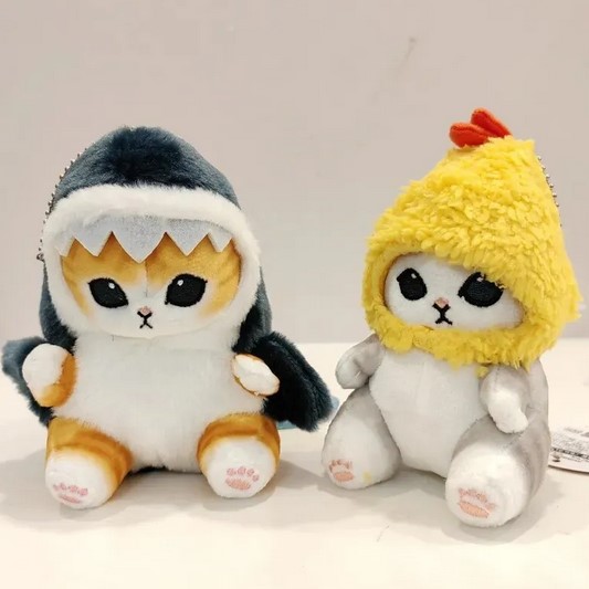 Cartoon Cute Shark and Fried Shrimp Cat Plush Doll Pendant: Adorable 12cm Charm Package Pendant