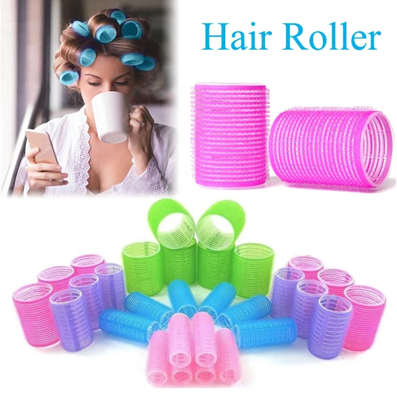 ??? 6Pcs Self Grip Hair Rollers Magic Hair Curlers Set Salon Hairdressing Heatless Curling DIY Hairstyle Tools for Women Girl