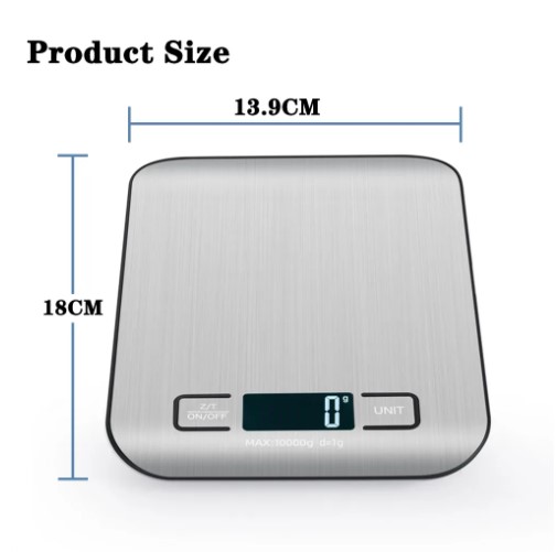 Description Picture 3 of itemPrecisionPal Stainless Steel Kitchen Scale: LCD Electronic Scales for Accurate Food, Diet, and Postal Weighing
