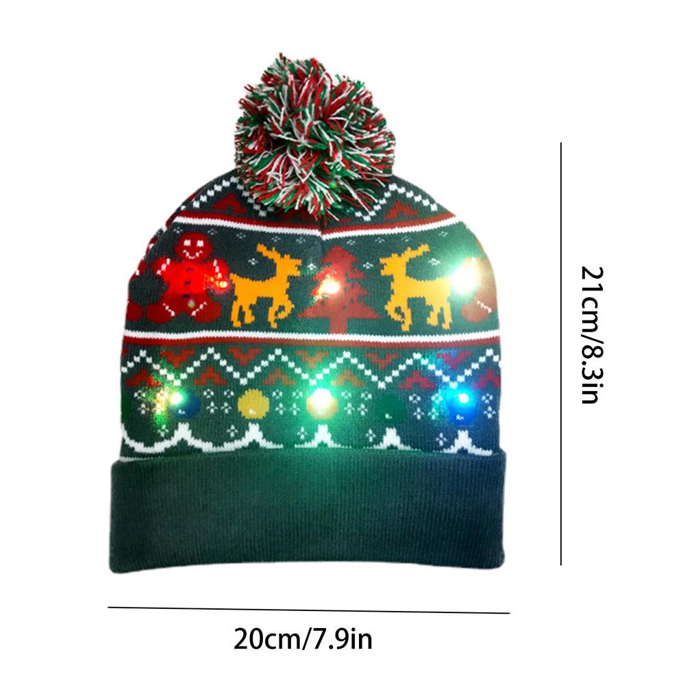 Christmas Hat with Elk Cartoon With LED Light Up For Kids