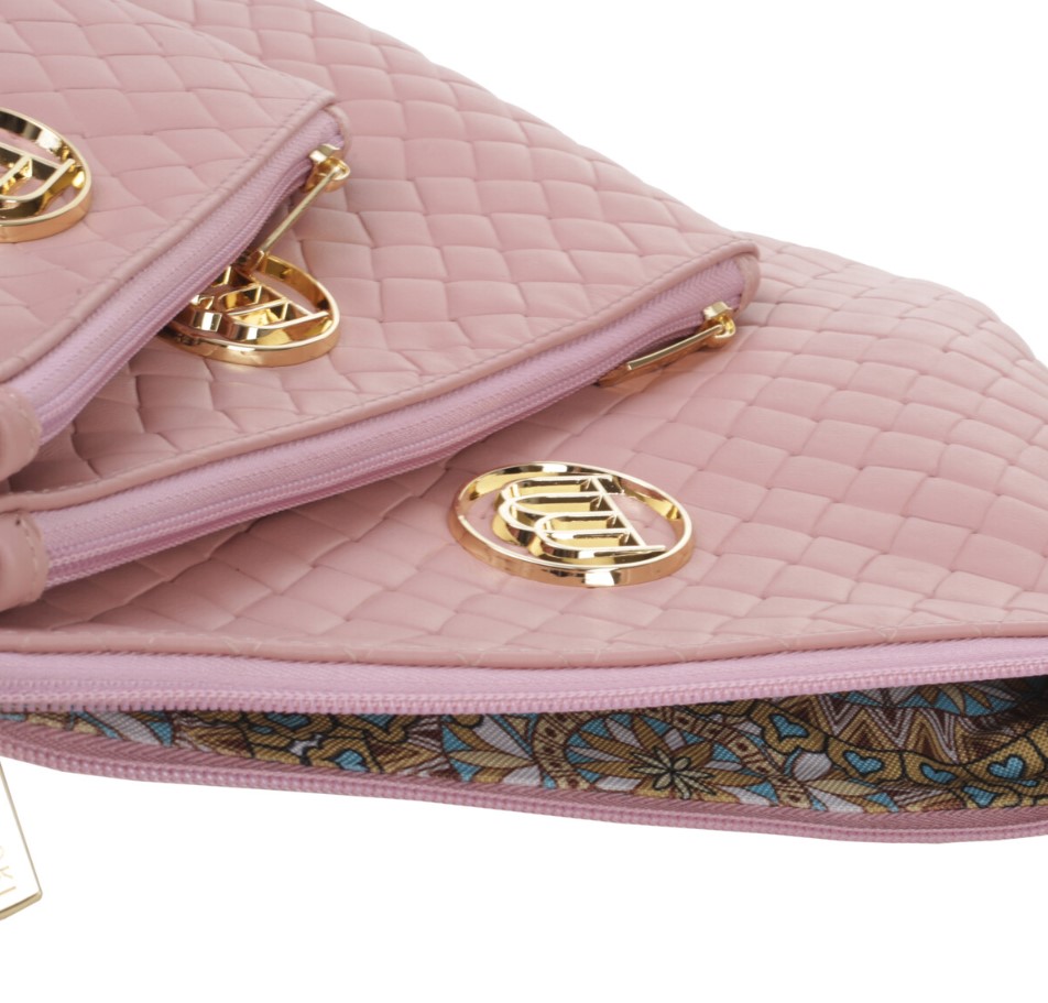 Set of three SO SOFTLY leather toiletry bags! powder pink