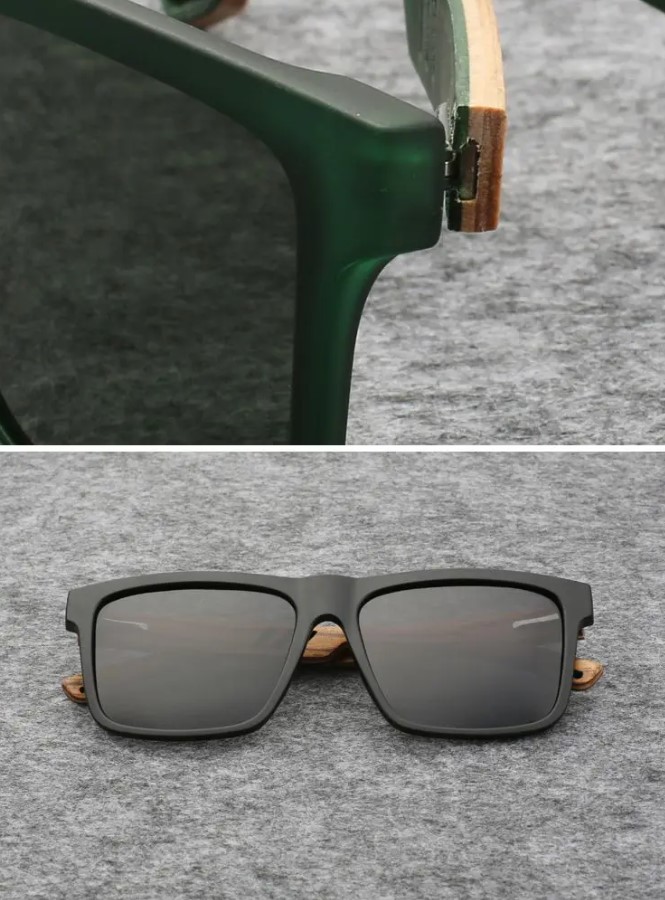 Description Picture 5 of itemRetro Bamboo Wood Sunglasses for Men - UV400 Polarized Sunglasses with Fashionable Wood Grain Legs and Large Frame for Sun Protection