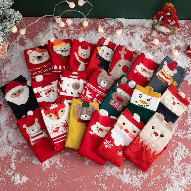 Cartoon Christmas Socks With Ornaments Merry Christmas For Happy New Year