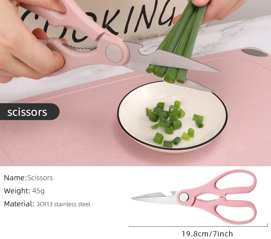 Description Picture 6 of itemColorful Macaron Stainless Steel Kitchen Knife Set with Scissors - 6 Piece Set