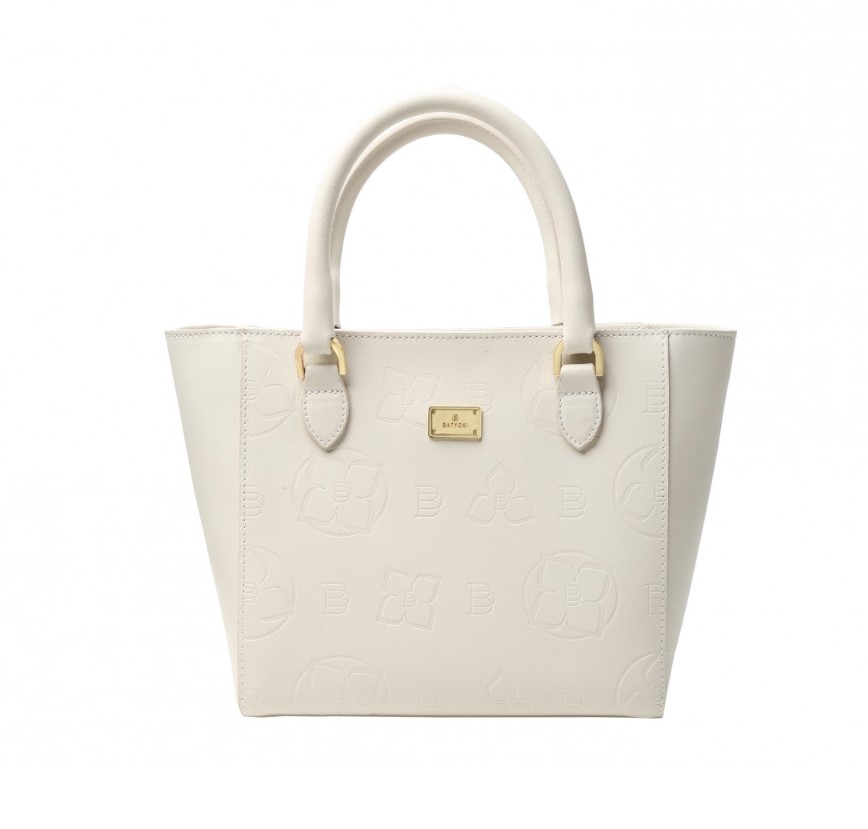 Women's leather handbag STAMPIA S NAPA ECRU