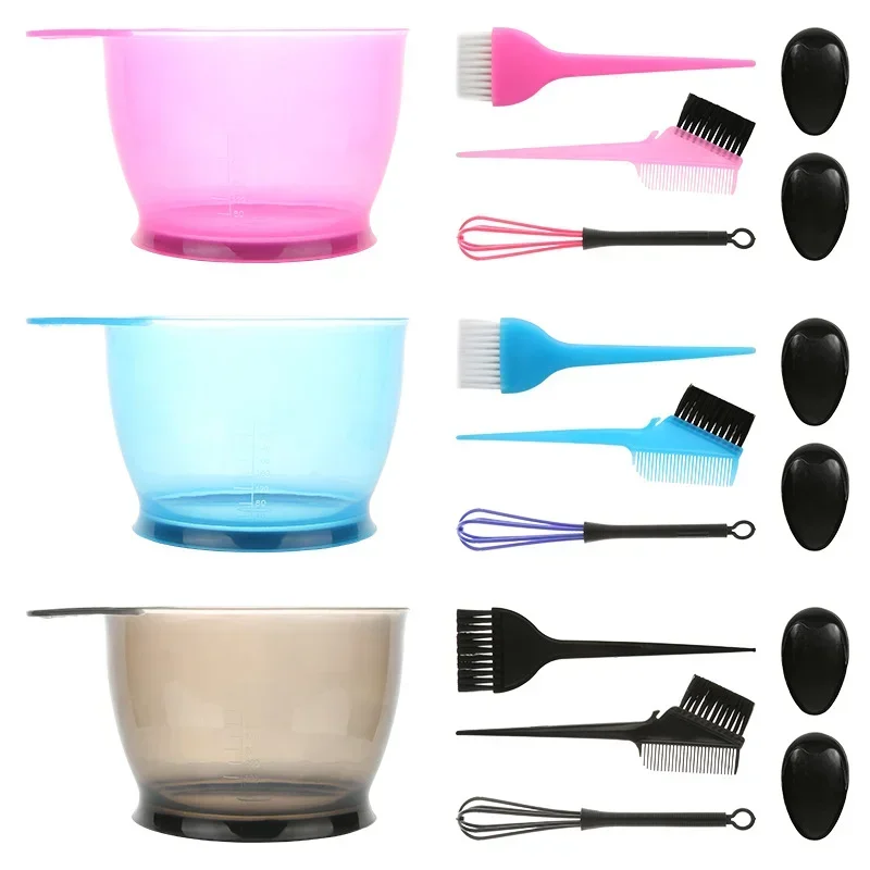 1Set Hair Dye Color Brush Bowl Set With Ear Caps Dye Mixer Hairstyle Hairdressing Styling Accessorie