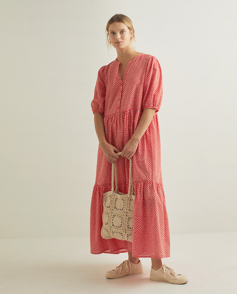100% COTTON LONG PRINT DRESS