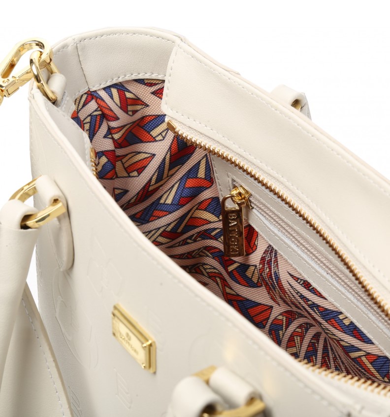 Women's leather handbag STAMPIA S NAPA ECRU