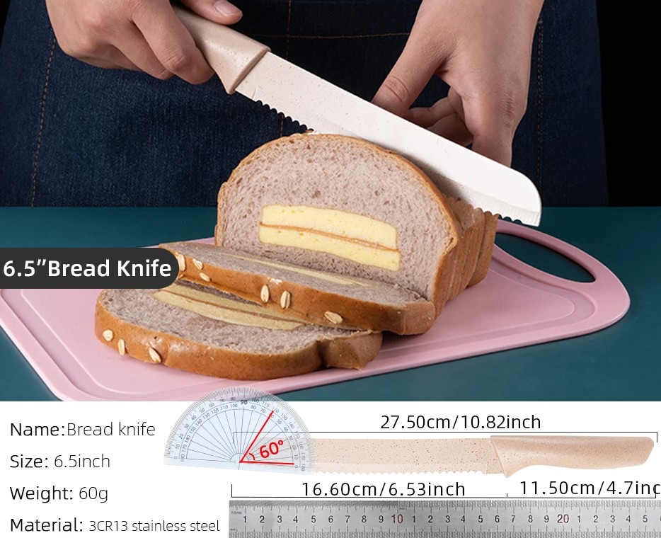 Description Picture 4 of itemColorful Macaron Stainless Steel Kitchen Knife Set with Scissors - 6 Piece Set