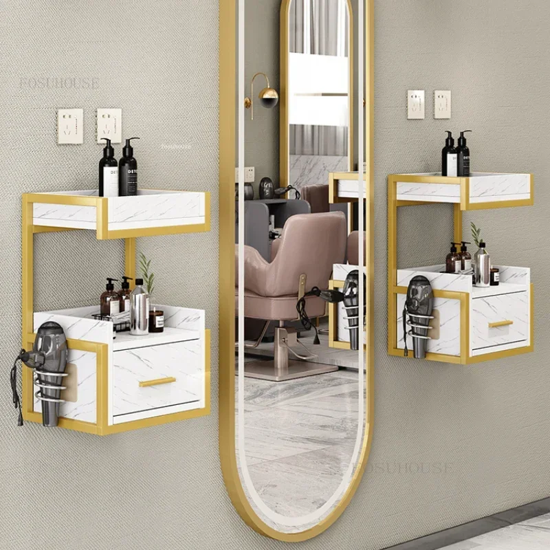 Wall-mounted Salon Trolleys Hair Salon Special Tool Trolley Barber Shop Tool Cabinet Salon Wall Storage Hair Cutting Cabinet GL