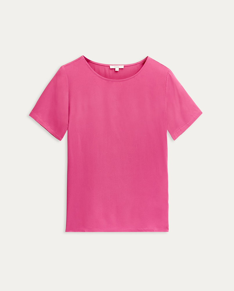 SHORT-SLEEVE VISCOSE T-SHIRT FUCHSIA