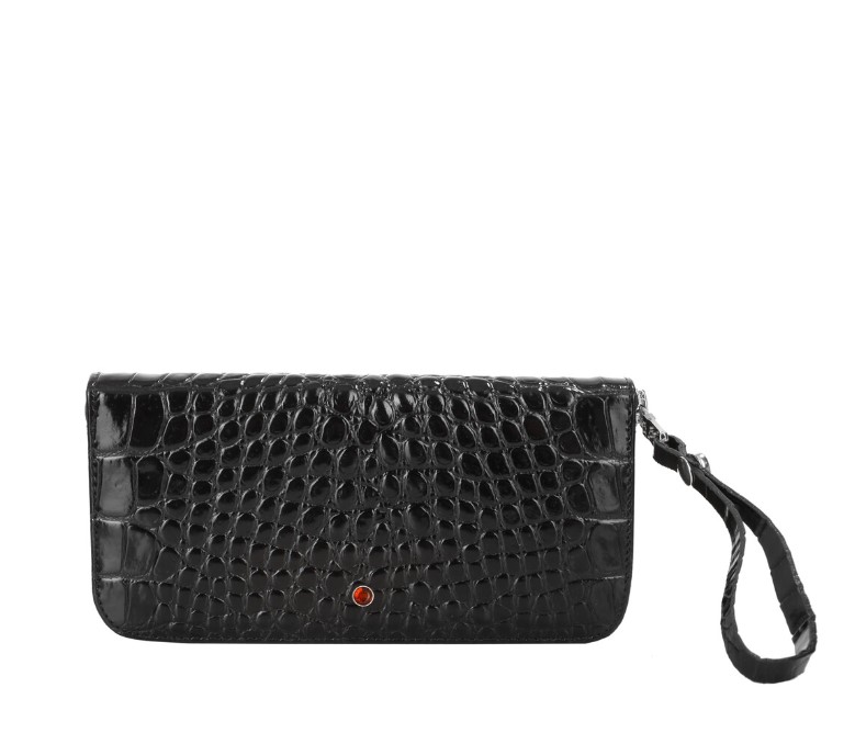 CROCO BLACK women's leather wallet