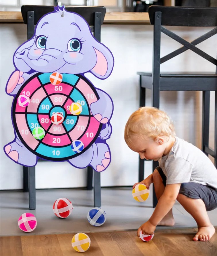 Cartoon Animal Dart Board with Sticky Ball - Rabbit Family Interactive Educational Toy for Children - A Perfect Christmas Gift for Fun