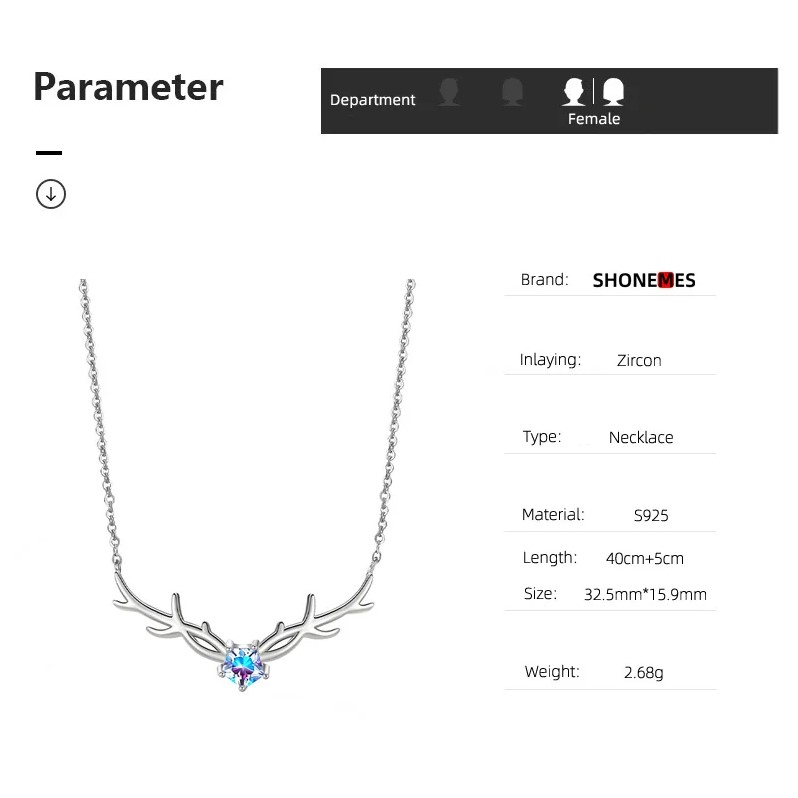 Description Picture 3 of itemElegant Antler Pendant Necklace: Women's Sweater Chain Jewelry Gift