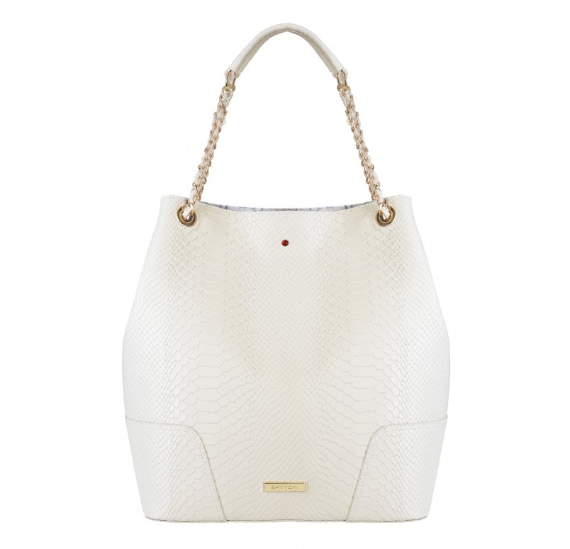 Ladies' leather bag AMELIA OFF WHITE