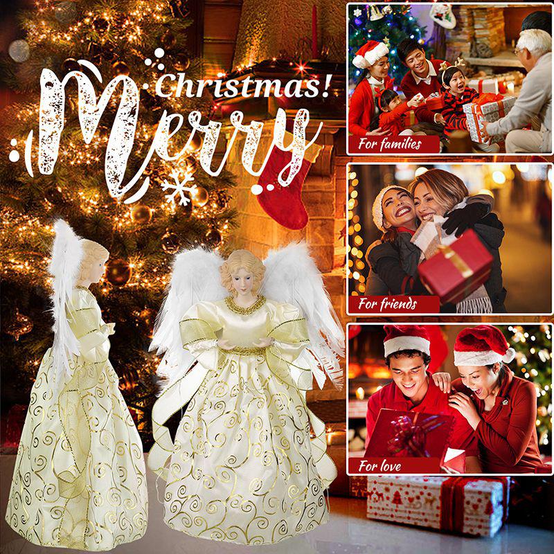 LED Angel Lighted Figurine Topper for Christmas Tree Decorations 