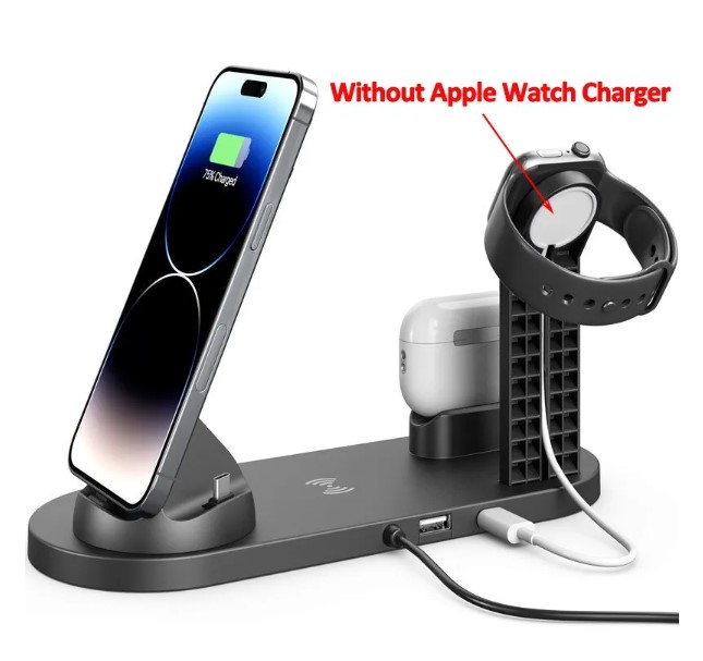5 in 1 Wireless Charger Stand Pad for iPhone 14, 13, 12, 11, X, 8, Apple Watch, AirPods – Fast Charging Dock Station