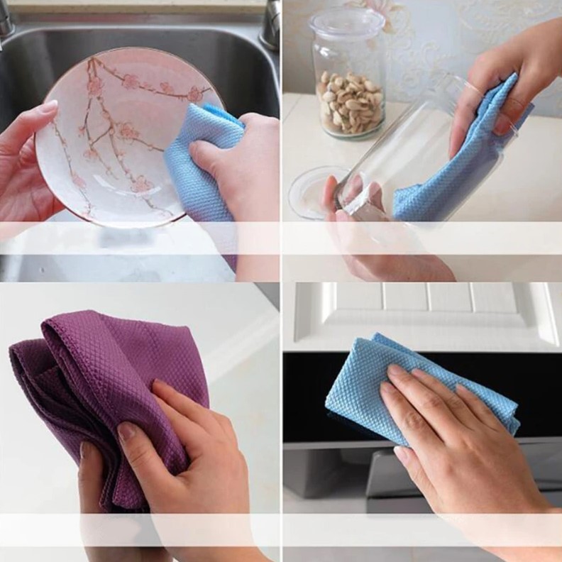 Description Picture 4 of item5Pcs Kitchen Anti-Grease Wiping Rags: Efficient Fish Scale Wipe Cloth for Home Washing, Dish Cleaning Towel