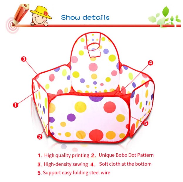 Description Picture 5 of item Children's Ocean Ball Pool with Basketball Basket - Bobo Pool Toy, 0.9M Diamete