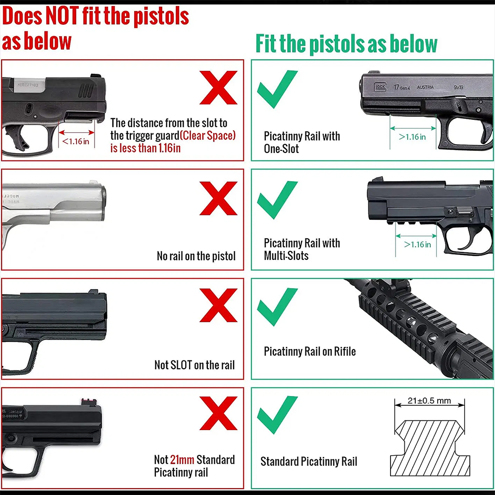 Gun Light Laser Sight Weapon Pistol Flashlight 650 Lumen