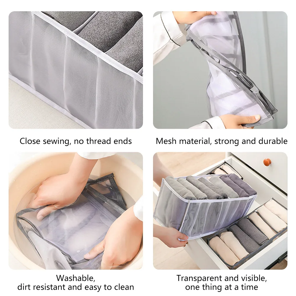 Foldable Pants Organizer Drawers Bras Socks Underwear Organizer Closet Storage Box For Clothes T-Shirt Jeans Storage Organizers