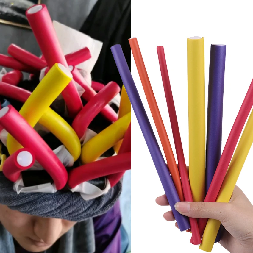 10PCS Fashion Hair Curler DIY Flexible Hair Curling Stick Foam Twist Stick Hairdressing Salon Heat Insulation Cold Perm Tools