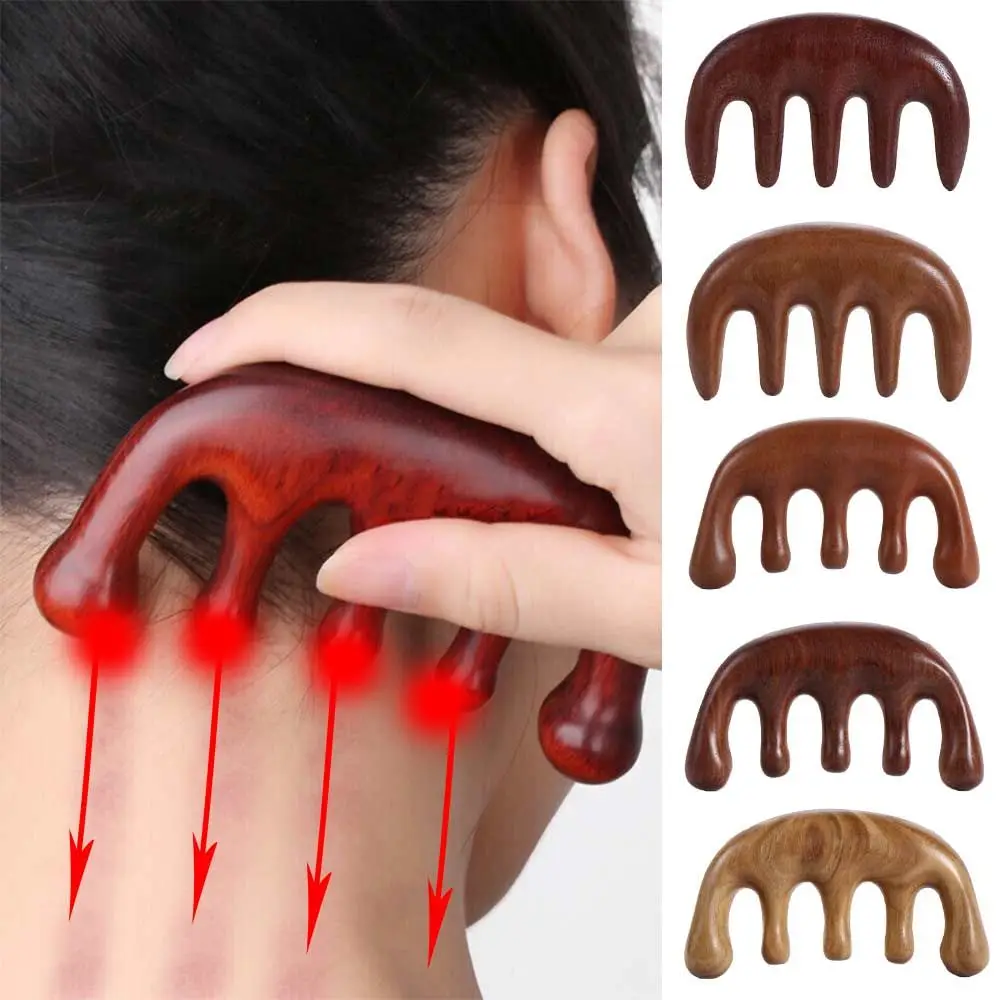 Acupressure Gua Sha Meridian Scraping Relaxation Therapy Wooden Massage Comb Scalp Massage Hair Care Tool Wide Teeth Hair Comb