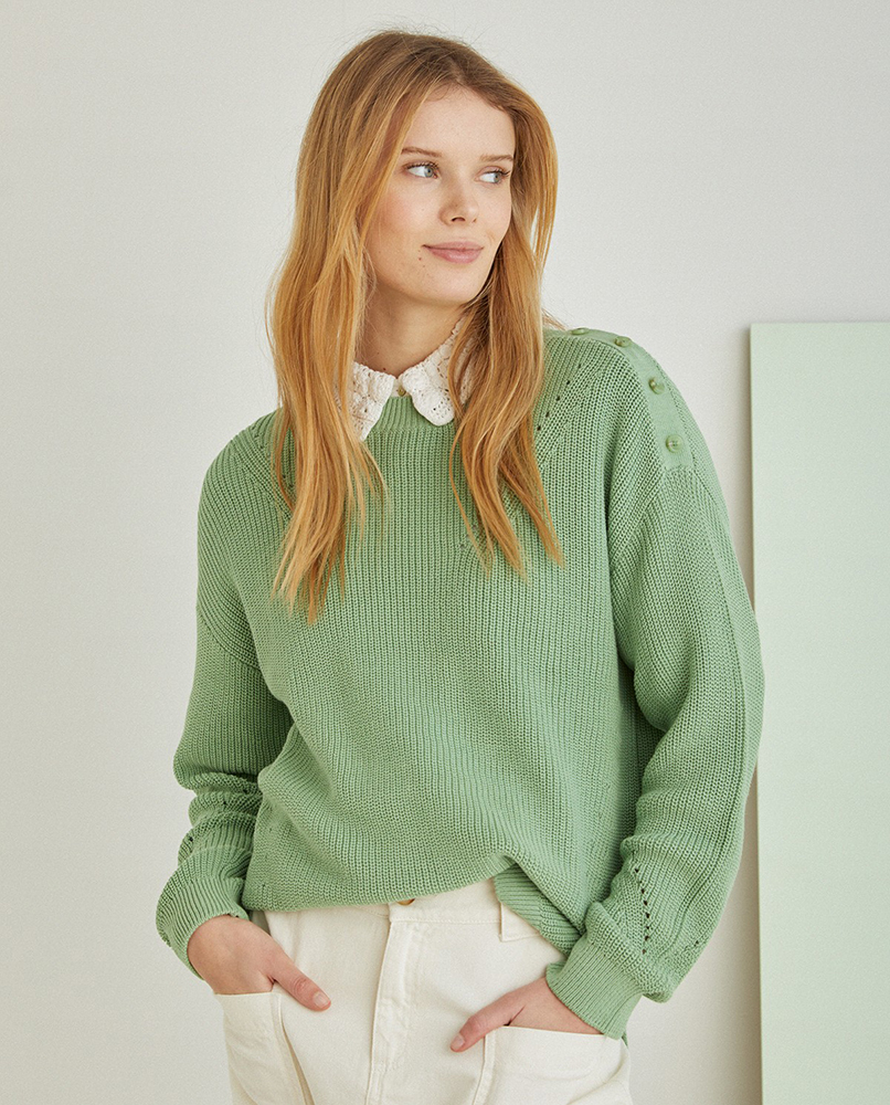100% ORGANIC-COTTON SWEATER WITH BUTTONS