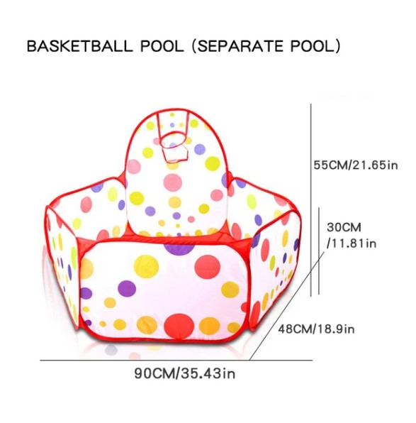 Description Picture 4 of item Children's Ocean Ball Pool with Basketball Basket - Bobo Pool Toy, 0.9M Diamete
