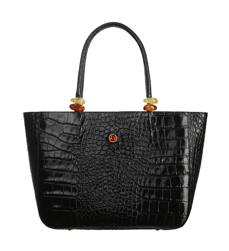 Ladies' DARK SEA croco black leather bag