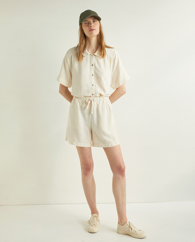 100% LINEN FLOWY SHORTS NATURAL
