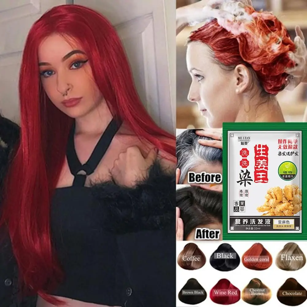 1 Pc Easy to Use Hair Styling Tools 5 Minutues Instant Hair Dye Hair Shampoo Ginger Extracts White Hair into Black