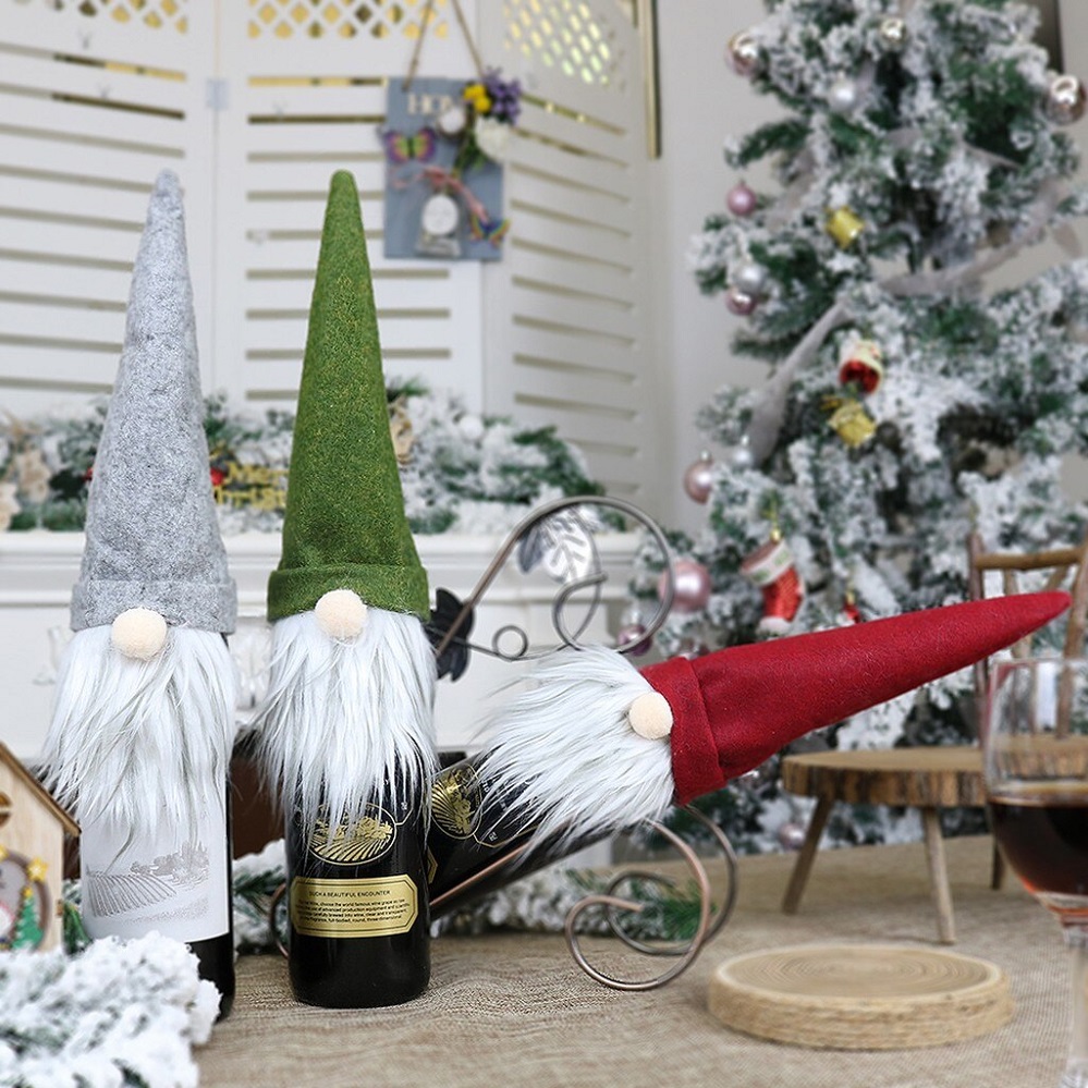 Christmas Santa Claus Snowman Doll Set for Wine Bottle Cover 