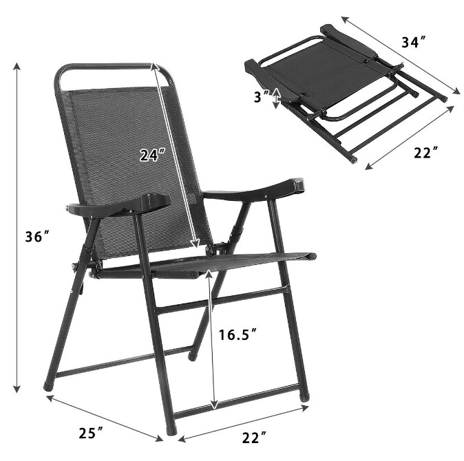 Goplus Costway Set Of 4 Folding Sling Chairs With Armrest