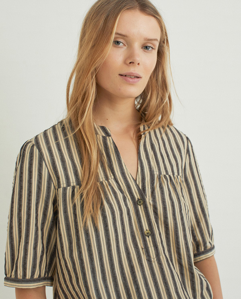 100% COTTON MAO-NECK SHIRT