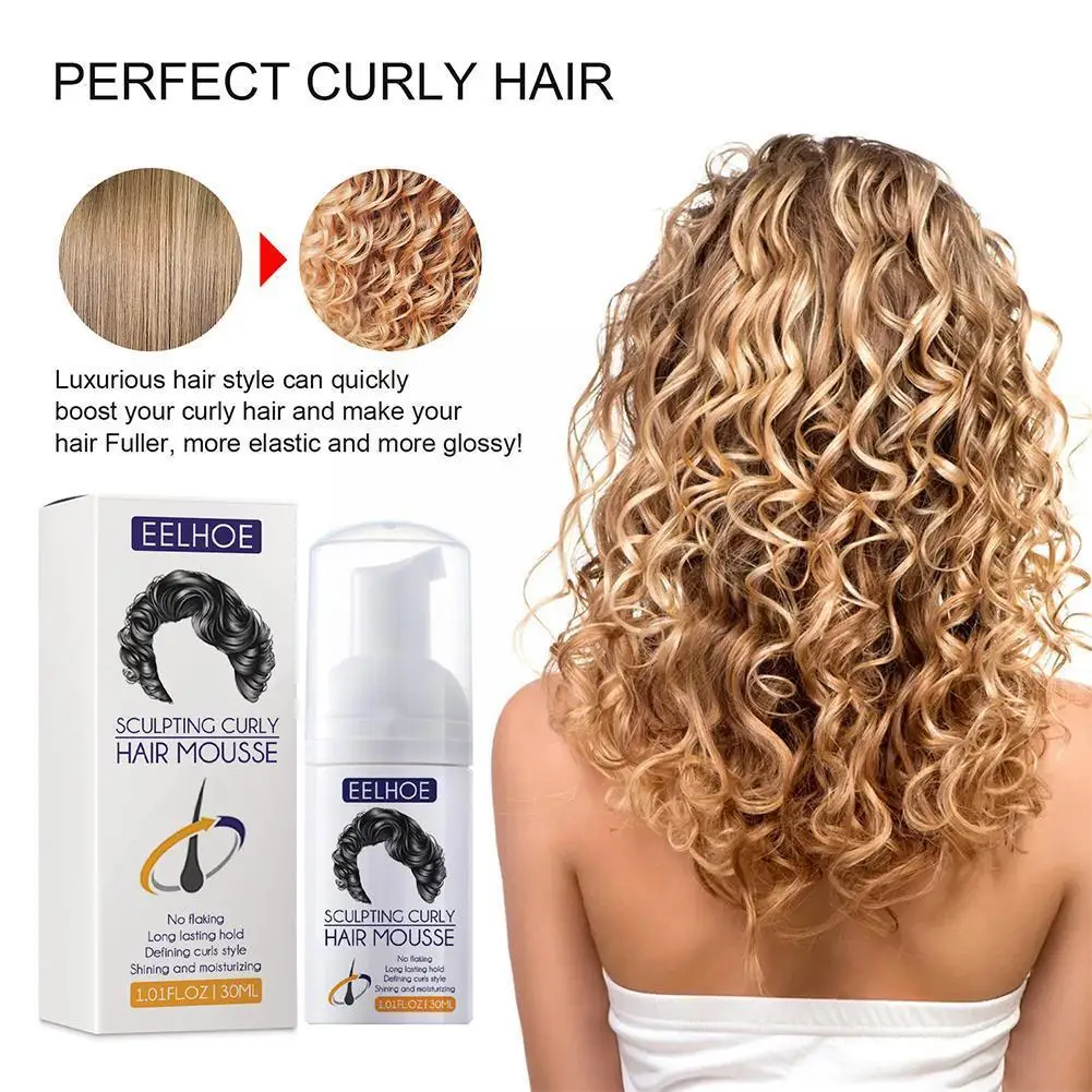 30ml Hair Curl Mousse Natural Curl Boost Sculpting Hair Bounce Cream For Female Repair Curling Essence Hair Care Elasting