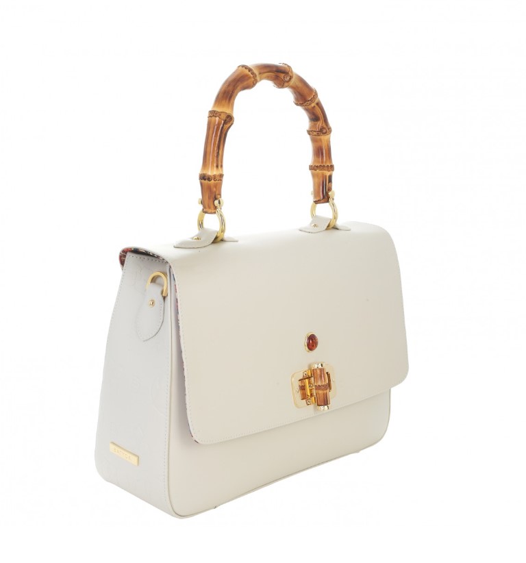 Leather handbag MERA NAPA ECRU