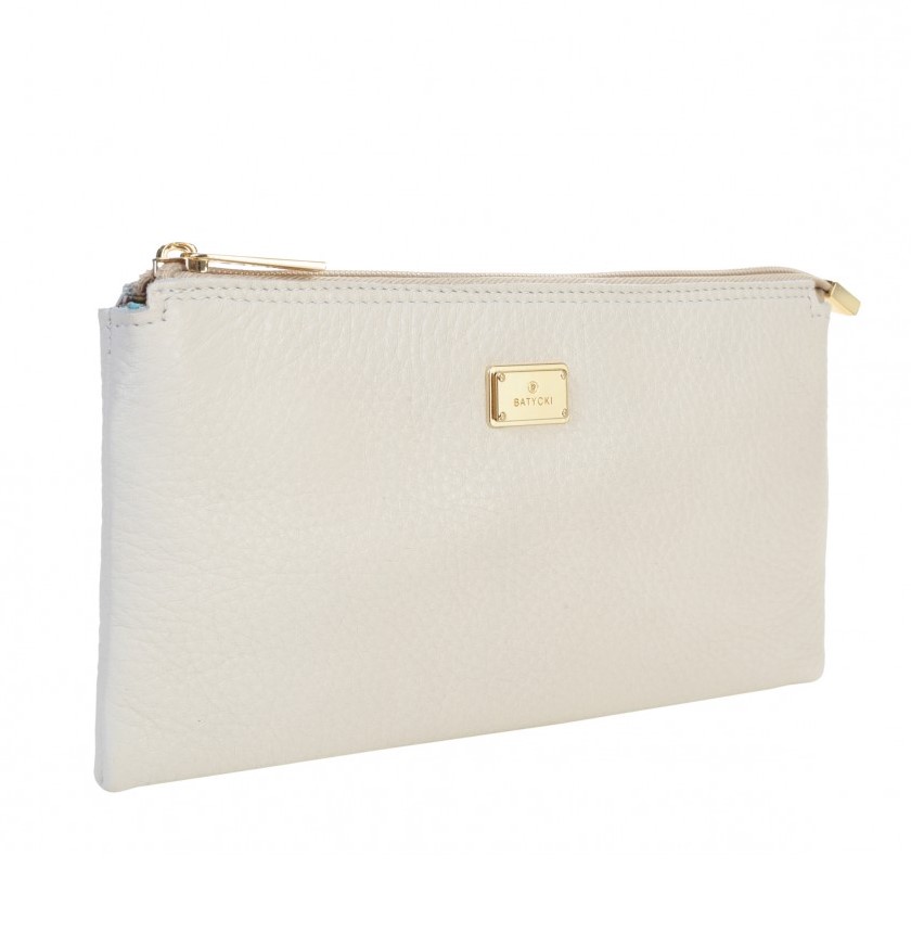 LEATHER COSMETIC BAG mousse ecru