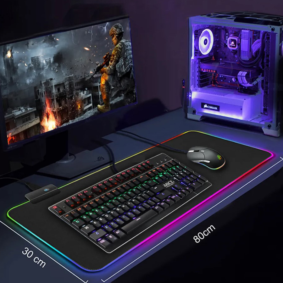 "Zero Two: Darling In The Franxx" RGB Large Gaming Mouse Pad, Rubber Computer Keyboard Desk Mat