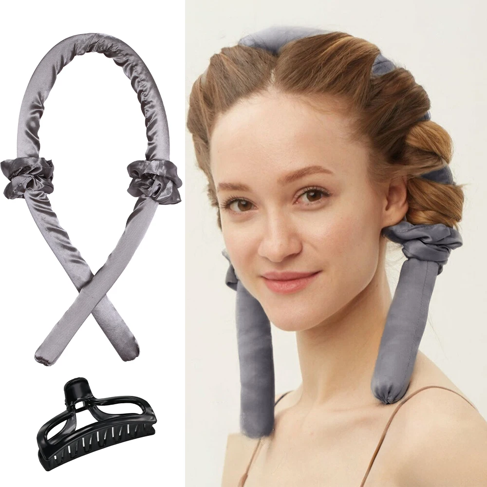 Heatless Hair Curler Lazy Curlers Hair Rollers No Heat Heatless Curling Rod Headband For Long Hair Soft Silk Curl Ribbon Clip