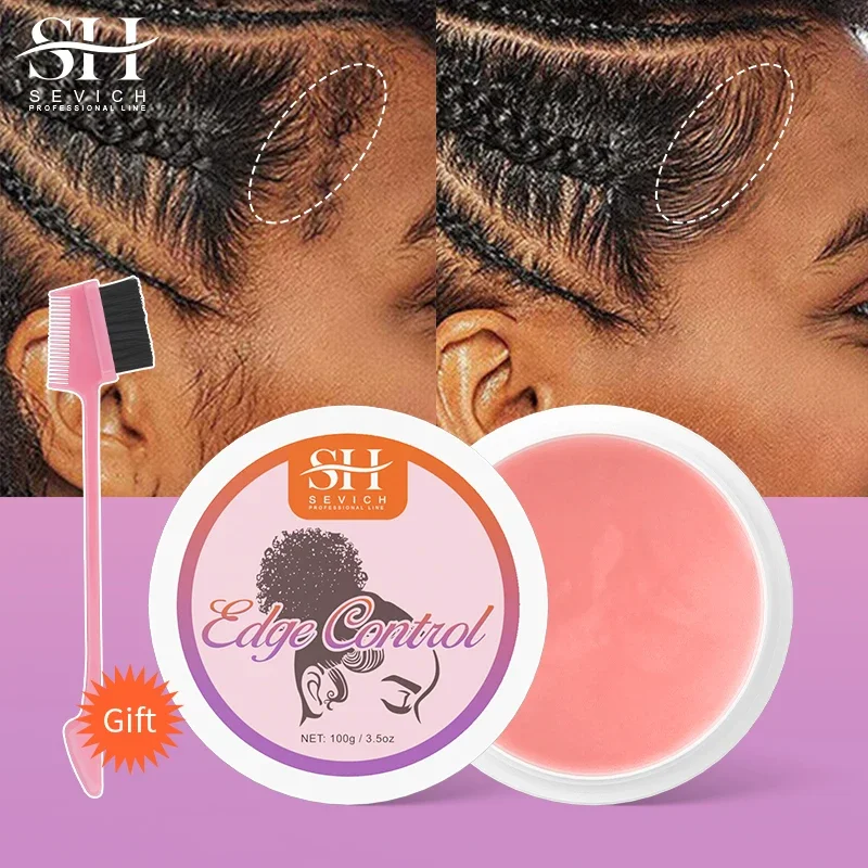Hair Edge Control Long Lasting Gel 100g Improve Messy Hair Styling Wax Tames Frizz Edges Hair Gel Loc Twist Gel Braid Gel Sevich