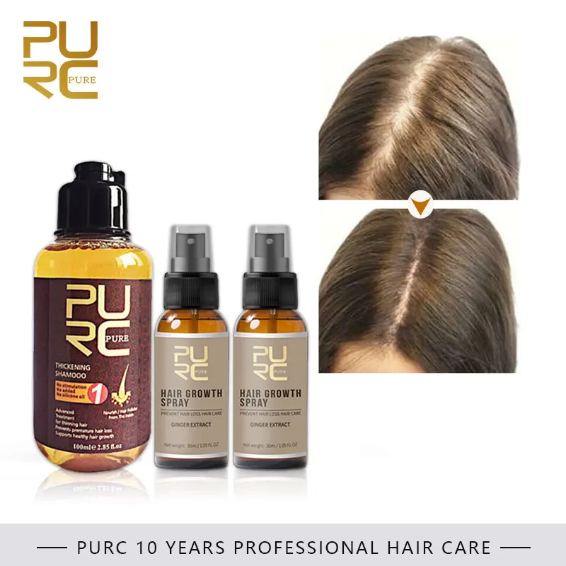 PURC Hair Growth Spray Prevent Hair Loss Scalp Treatments Thicken Hair Shampoo Set Beauty Health Hair Care