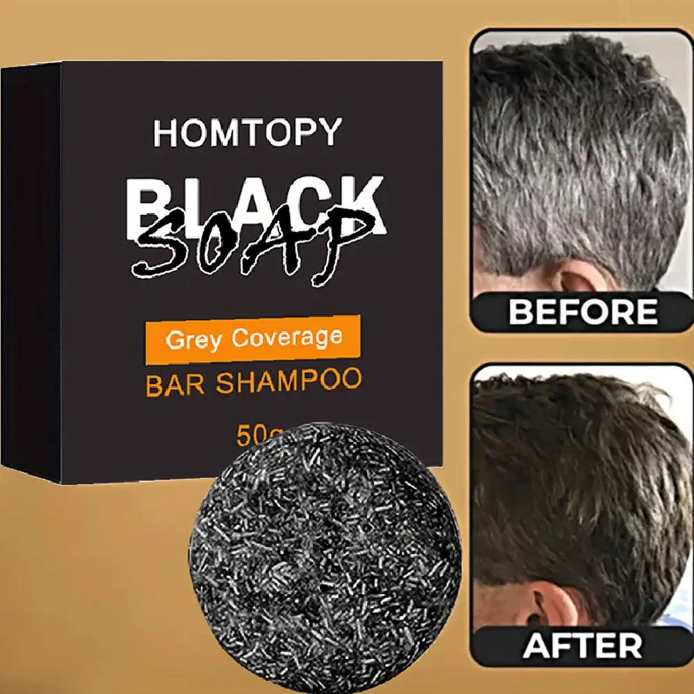 Hair Darkening Shampoo Soap Smooth Cleaning Nourish Charcoal Bamboo Thick Bar Loss Prevent Anti Shampoo Grey Hairs White Im L4I5