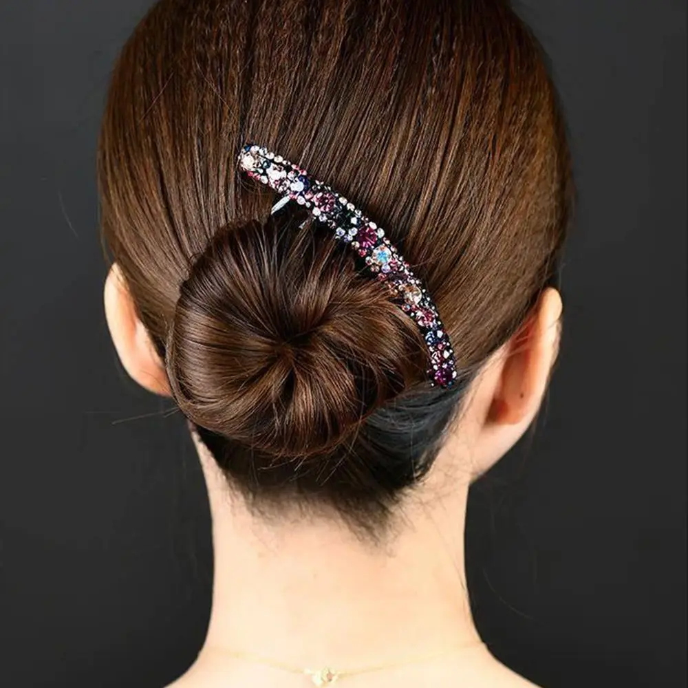 Simple Temperament Acrylic All-match Colorful Korean Style Headwear Rhinestone Hair Comb Hair Accessories Seven-tooth Comb