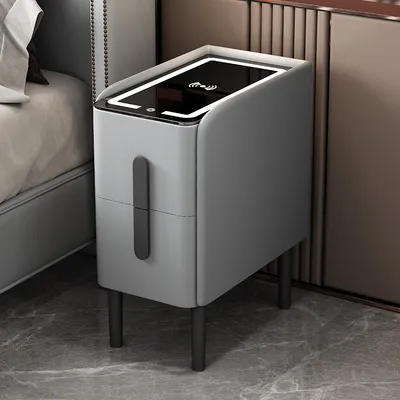 Intelligent Bedside Table Bedroom Furniture Nightstands Living Rood Side Storage Cabinet Solid Wood Hotel End Table Ultra Narrow