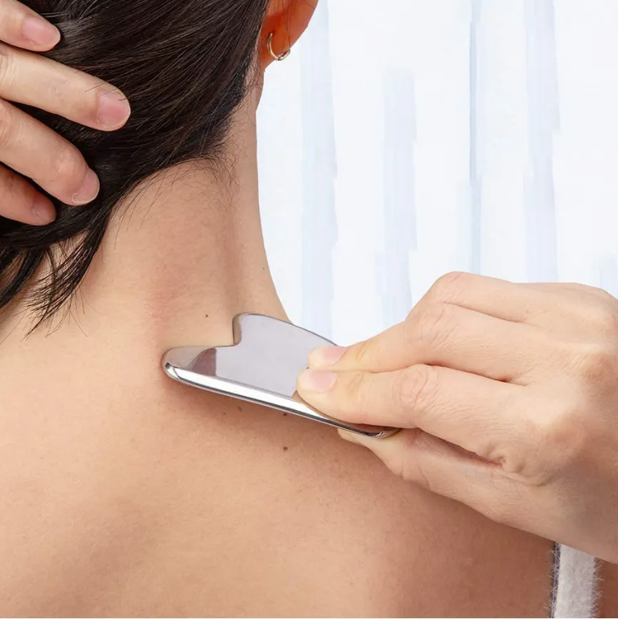 Stainless Steel Scraper Gua Sha Tool Face Lift Anti-Aging Skin Tightening Cooling Reduce Puffiness Facial Massage tool