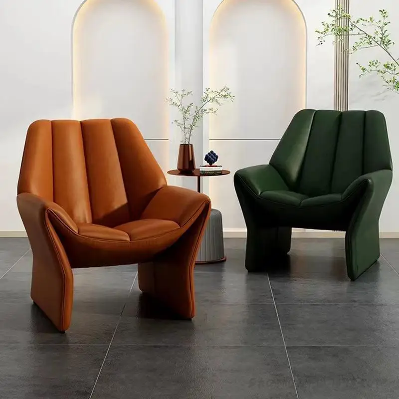 Floor Sofa Seating Leather Armchair Backrest Individual Reclining Chair Nordic Modern Relaxing Living Room Furniture Decorative