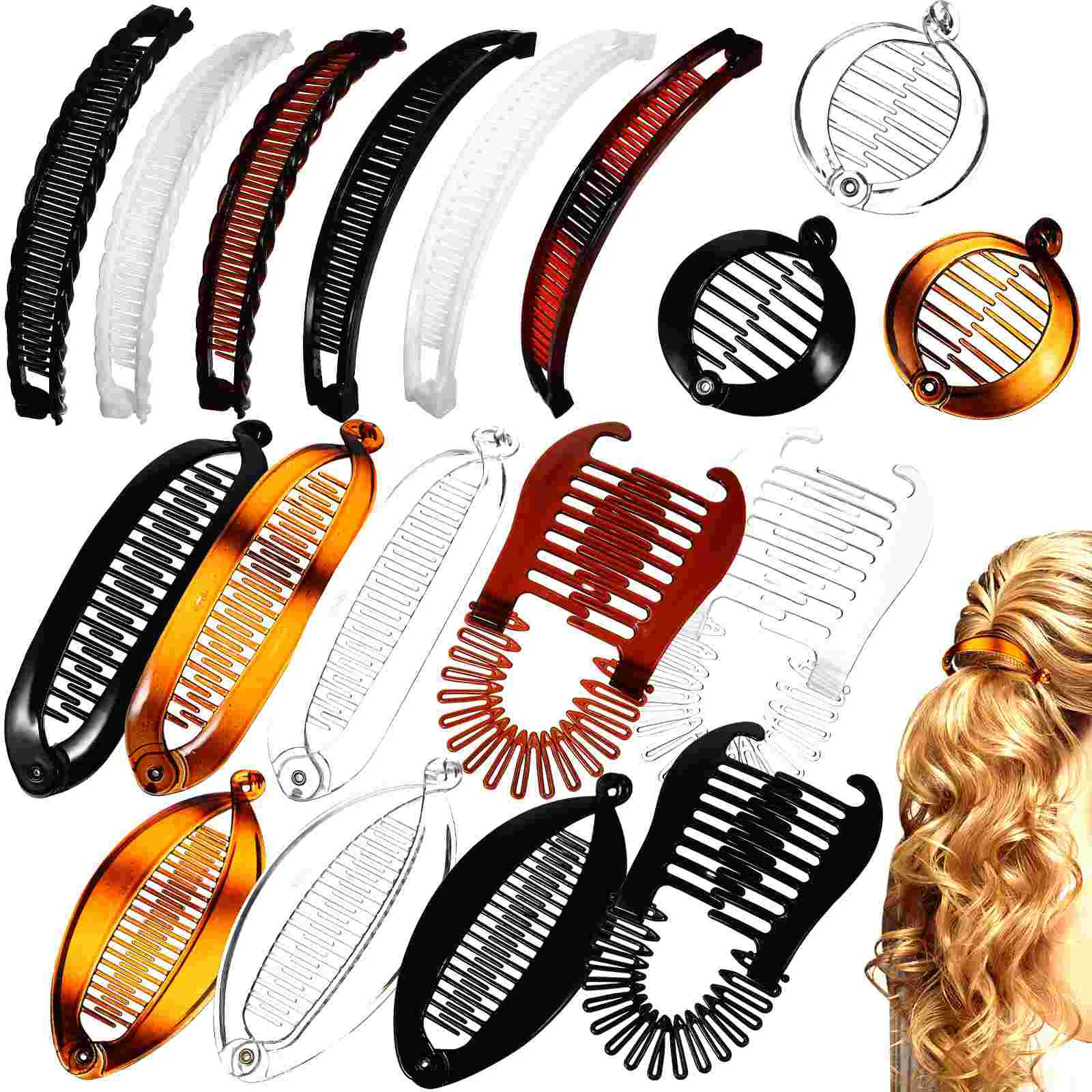 18 Pcs Barrette Clips for Women Banana Hair Comb Ornaments Large Thick Plastic Accessory