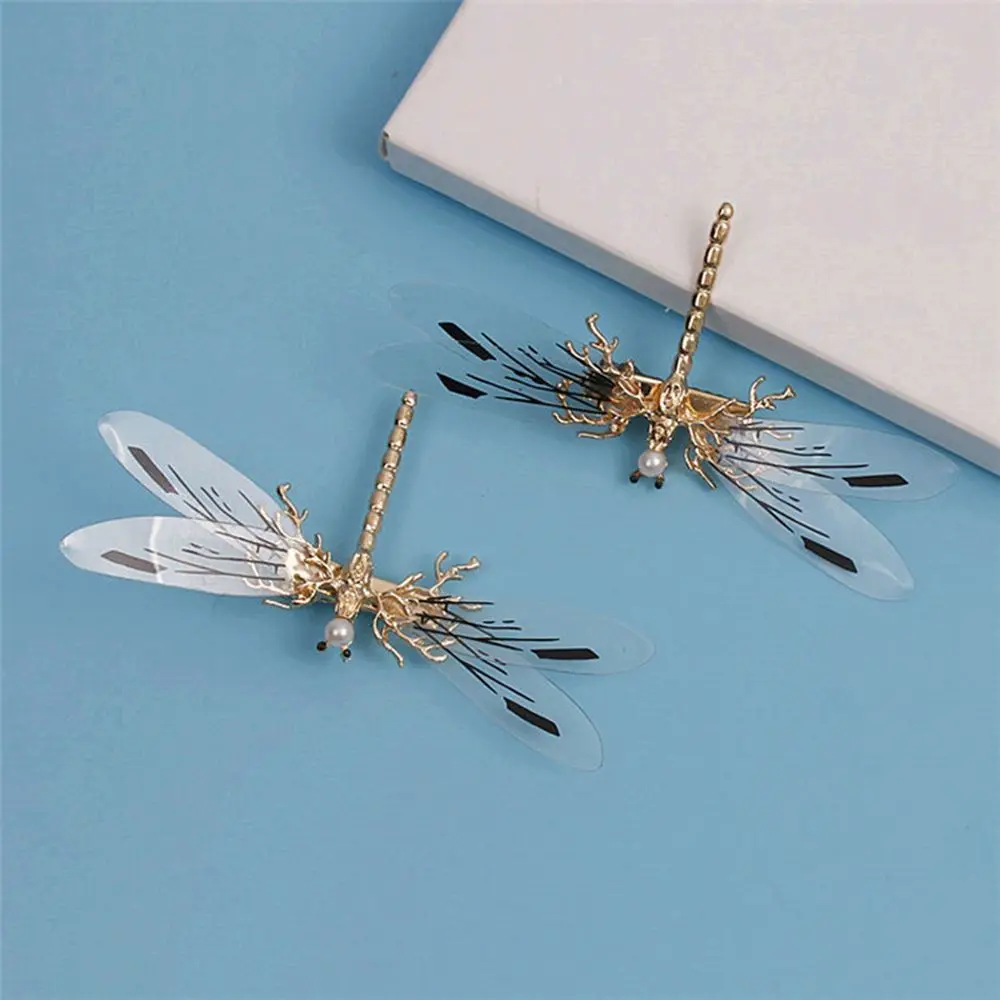 Barrettes Fashion Bridal Bride Jewelry Pearl Hair Clip Wedding Dragonfly Hairpins Gold Headdress